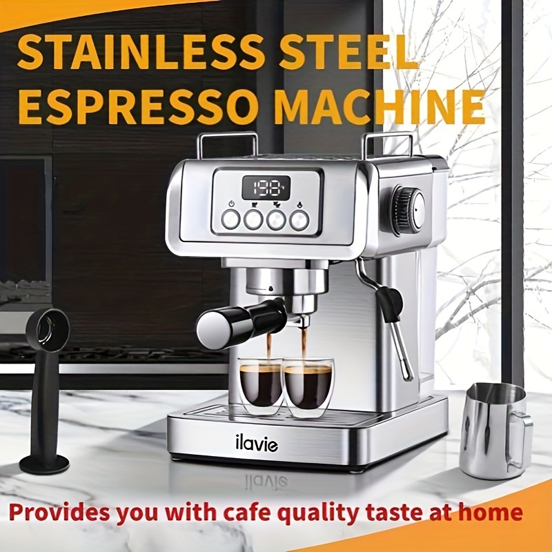 

Ilavie, 20 Machine, Stainless Steel For Cappuccino, Latte, Espresso Maker For Home, Automatic Espresso Machine With Milk Steamer, 1.8l Water Tank, 1350w