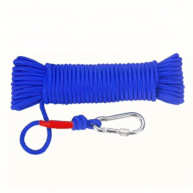 TEMU Black Braided Nylon Rope With Red - Durable Mooring Line For Inflatable Boats, Camping Gear, Pet Leashes & Outdoor Activities, Camping Gear