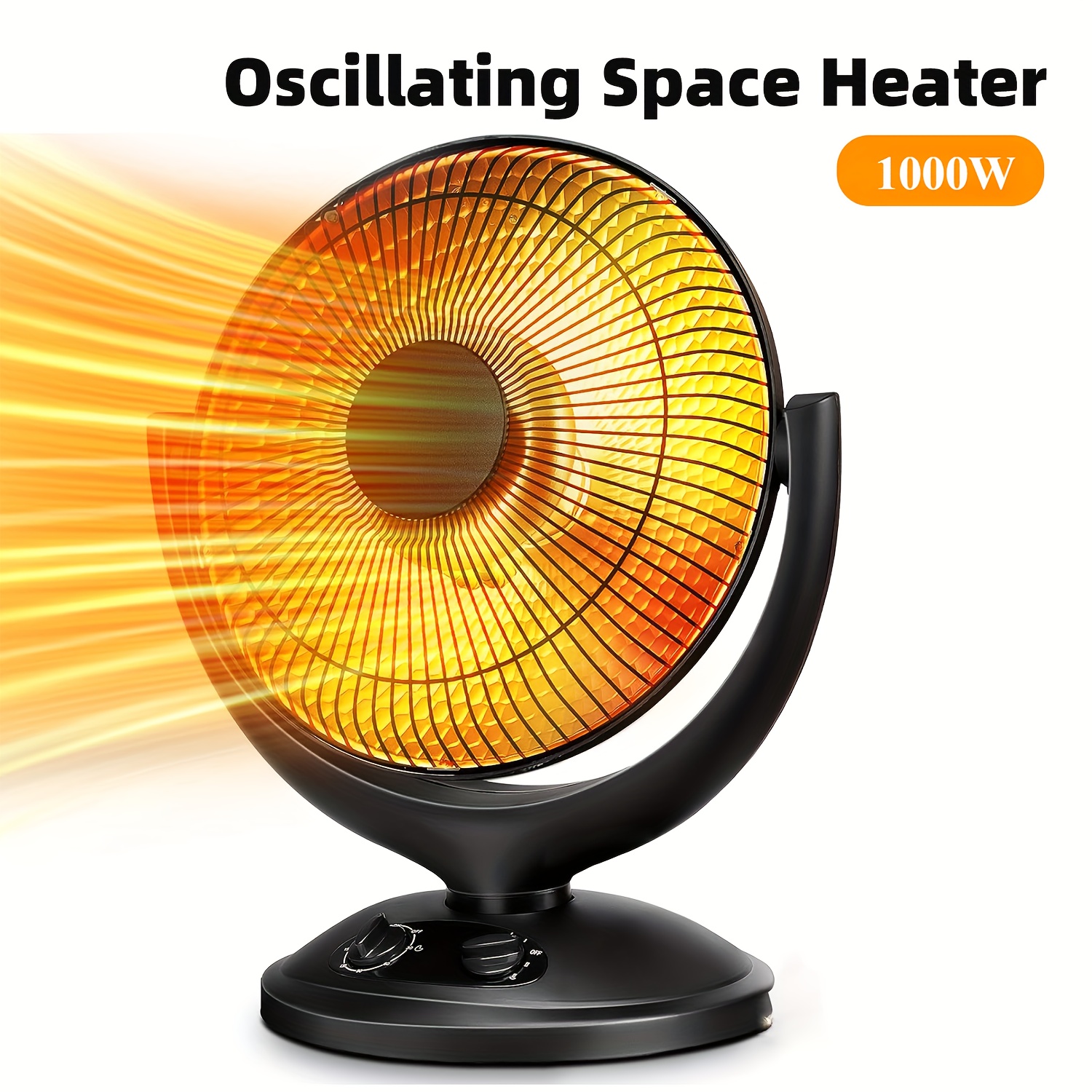 

1000w Oscillating Space Heater With Adjustable Thermostat & Timer, And Tip-over Protection, Indoor Use, Ideal Christmas Gift For , Heater | Modern Heater Design | Black Heater