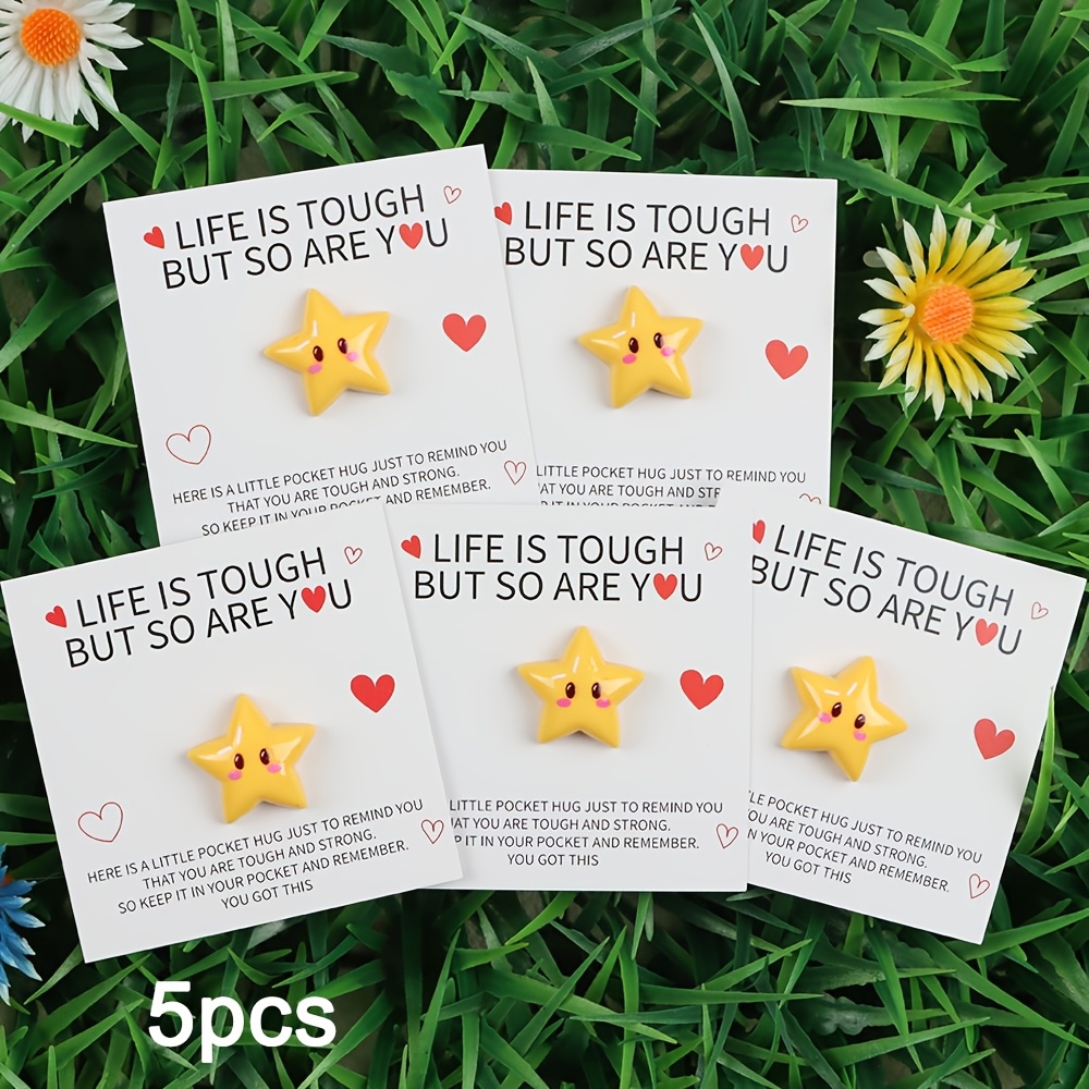 TEMU 5pcs Hug Cards, -shaped Keepsake, Inspirational Message, Friendship Day/get Well/good Luck Gifts For Star Enthusiasts,