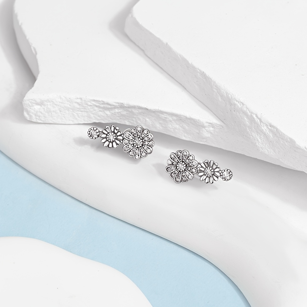 Women's 925 Sterling Silver Hypoallergenic Daisy Stud Earrings