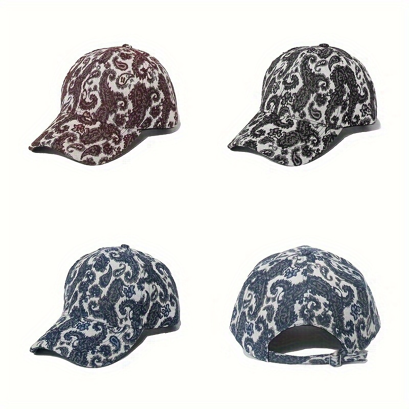 

Women's Paisley Print Baseball Cap - Adjustable Size, Sun Protection, Outdoor Peaked Hat