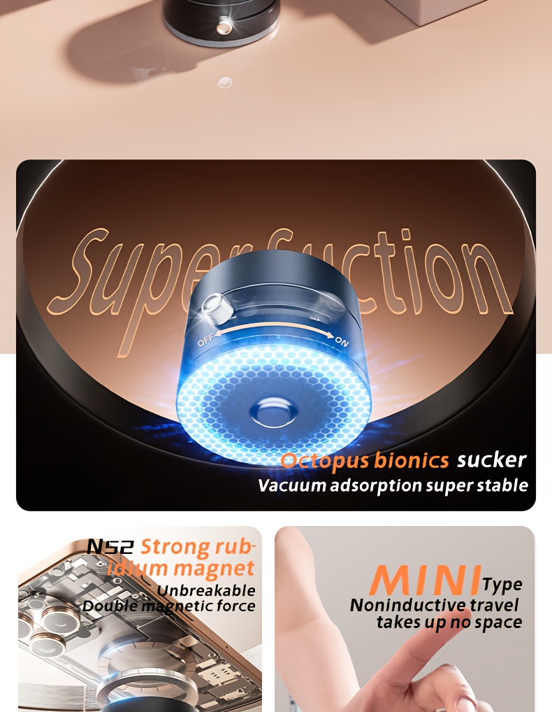 multifunctional vacuum suction cup bracket foldable retractable kitchen lazy vacuum double sided magnetic mobile phone holder details 1
