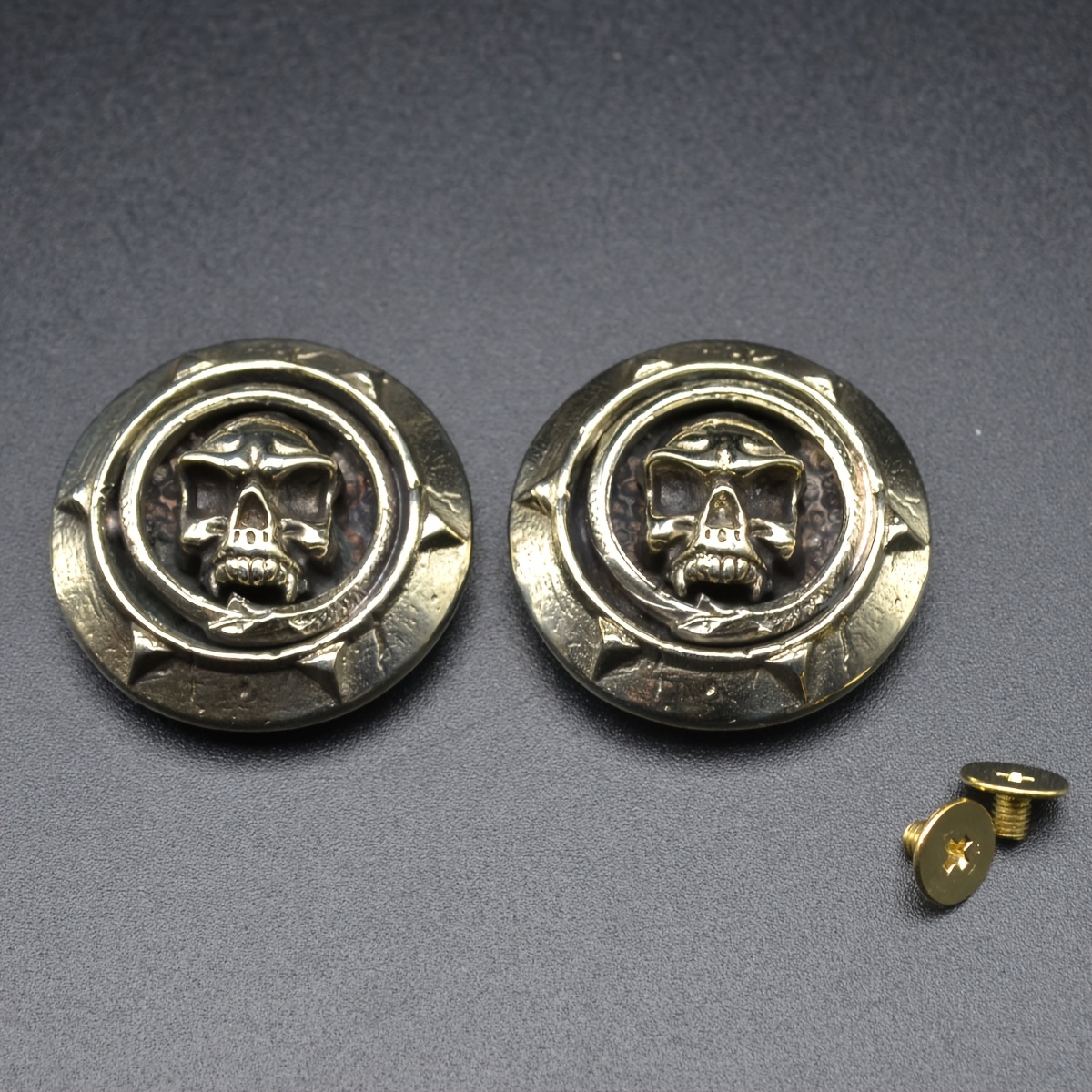 Image of 2pcs Pure Copper Brass Vintage Gothic Coin Screwback Diy For Wallets, Leather Bags, Hats Leather Accessories Decoration, Casting