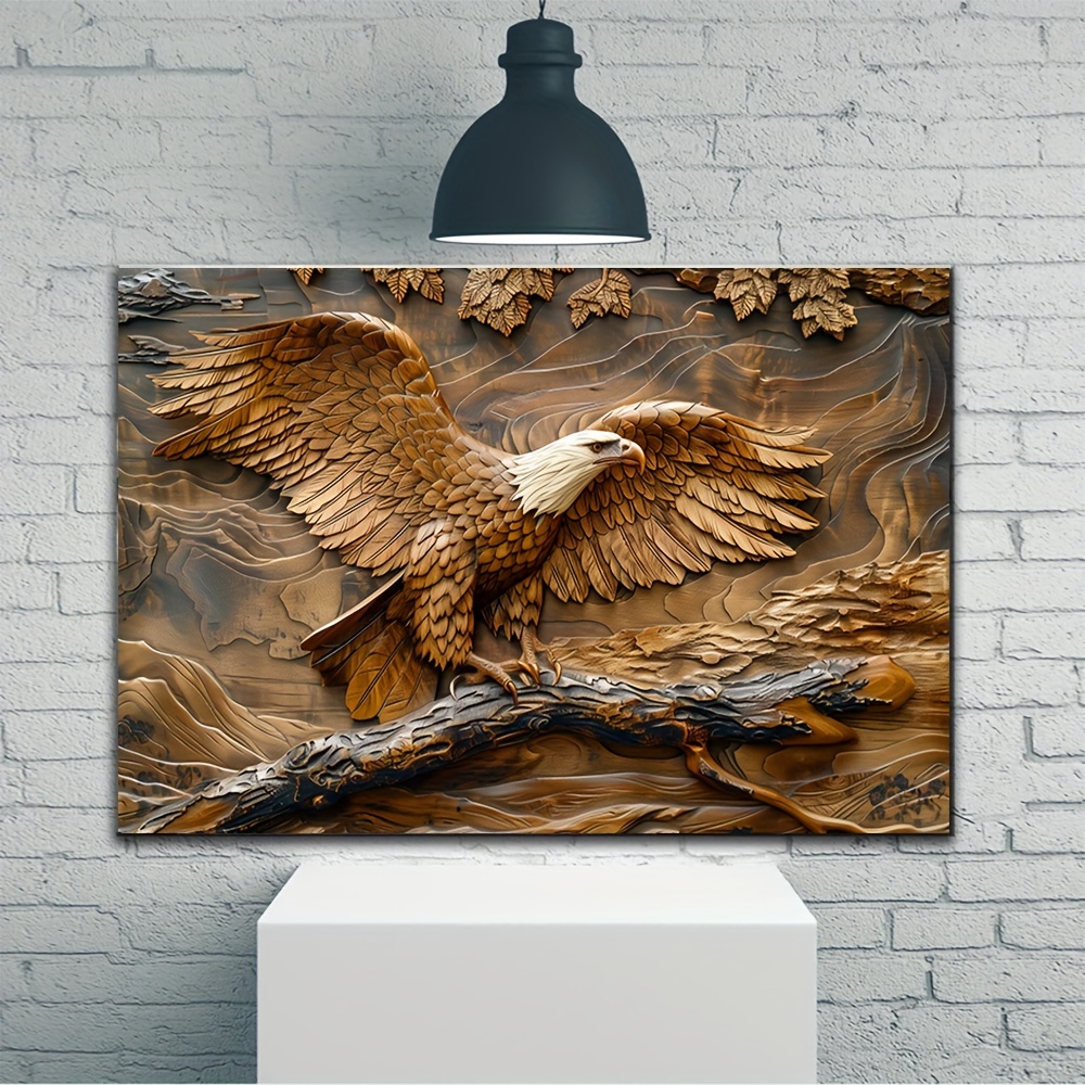 

1pc2d Wooden Framed Canvas Painting Eagle Wall Art Prints For Home Decoration, Living Room & Bedroom, Festival Party Decor, Gifts, Ready To Hang