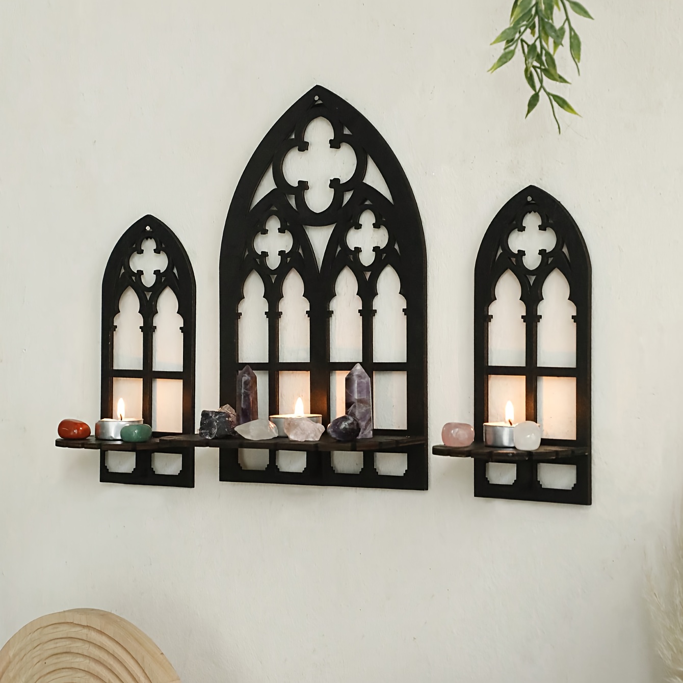 

1set, Gothic Wooden Hollow Wall Decoration, Arch Frame Gothic Wall Decor, Vintage Spooky Hanging For Bedroom, Living Room, Bathroom