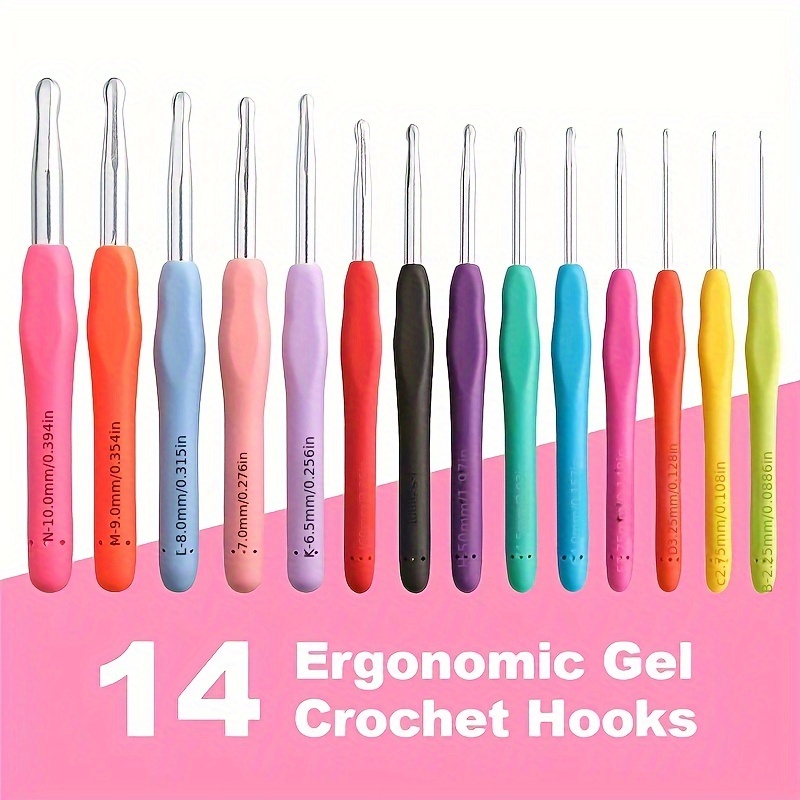 

14pcs Big Size Soft Handle Crochet Hooks Set - For Comfortable Grip, 2-10mm Sizes, Suitable For Yarn Weave, Knitting, Wool, Machine Knitting, And More - Perfect Accessories For Knitting Enthusiasts