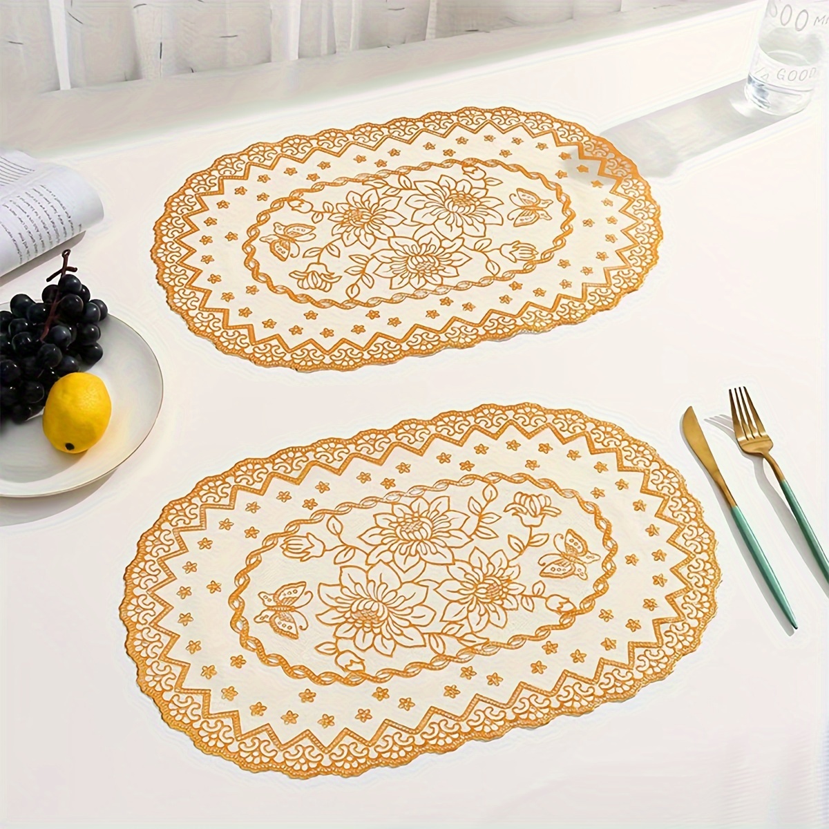 

6pcs Oval Pvc Table Mats - Heat Resistant, Waterproof & Oil-proof With For Kitchen And Dining Room Decor