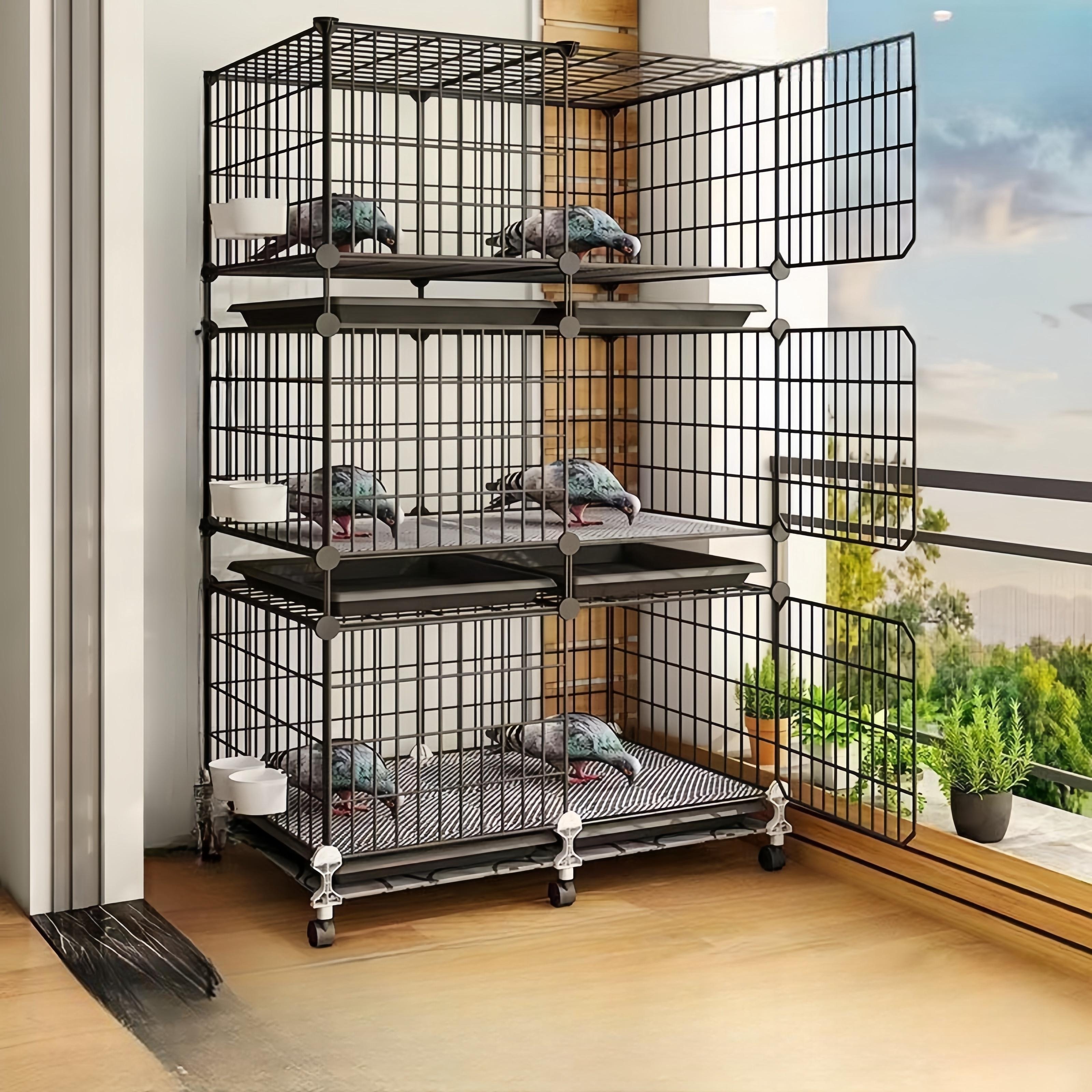 

3-layer 2-row 6-section Extra Large Bird Cage, Enhanced Thickened Metal With Encrypted Bottom Net, Pet Enclosure For Home
