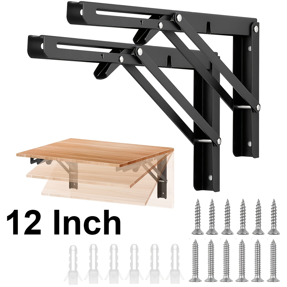 TEMU A Set Of 2 Sturdy Folding Shelves With Adjustable Angle -90 ° Decorative Table And Industrial-grade Wall Storage Brackets, Available In6, 8, 10