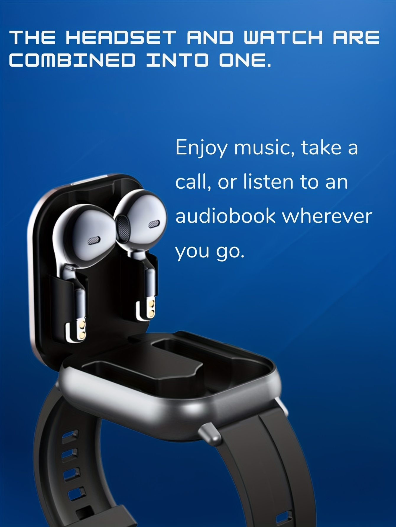 EFFEOKKI 2-in-1 Smart Watch with Earbuds Wireless 2. 01 Inch Display TWS Earphones Headset Make Answer Call Sport Smartwatch for iPhone Android Smartphone