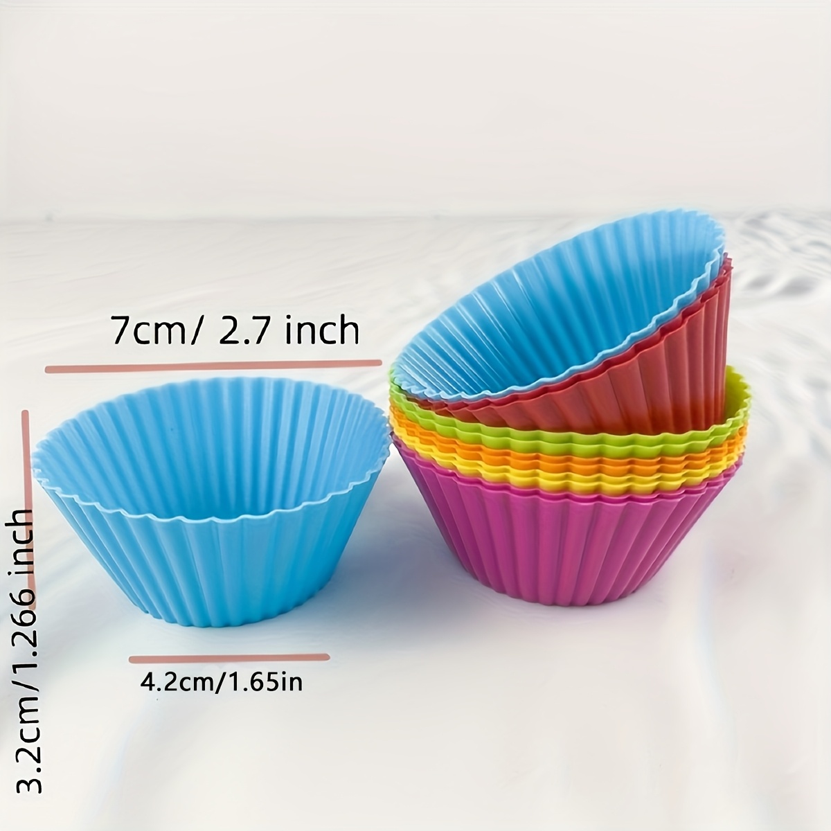 20 Stampi In Silicone Per Cupcake E Muffin, Riutilizzabili, Antiaderenti, Diametro 7 Cm, Colori Assortiti - 2