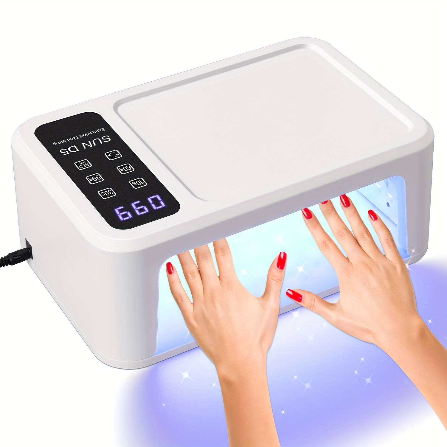 TEMU Led Nail Lamp For Gel Polish With 140 Led Beads, Two-, Red Light Skincare, , Lcd Display & 4 Timer Settings, Professional Fast Curing Nail Dryer