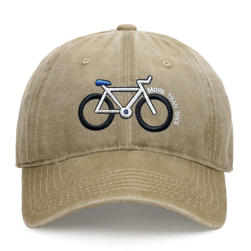 1-pack Bicycle Pattern Embroidered Lightweight Baseball Cap, Unisex Breathable Lightweight Adjustable Dad Hat For Cycling Enthusiasts With Graphic Character Embroidery, High-quality Hat