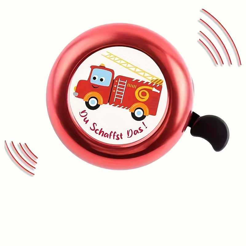 Image of 1pc Bike Bell - High-impact Plastic, Cartoon Fire Truck/excavator Design, 120db , Waterproof & Durable, For Road/