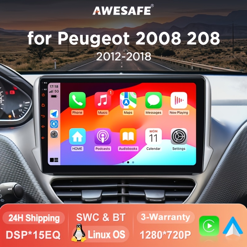 TEMU Awesafe System Car Radio Suitable For 208 2012 2013 2014 2015 2016 2017 2018 Auto Swc Wireless Fm Touch Screen.