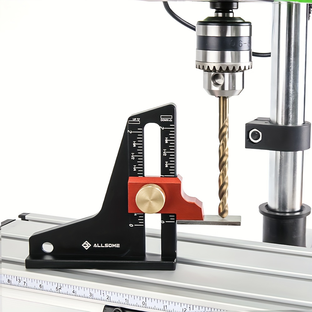 

Allsome Adjustable Height & Gauge - Precision Woodworking Tool For Table Saw, Router, Drill Press & Bandsaw - Alloy, Black