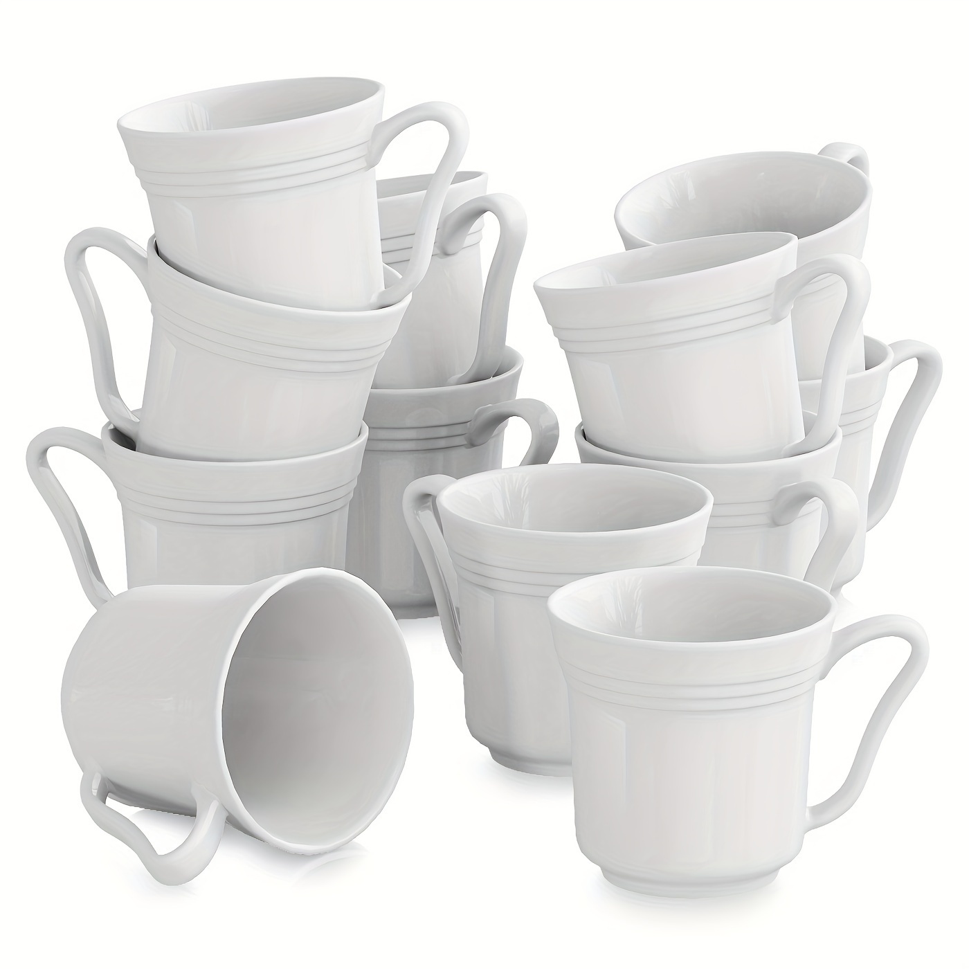 

12 Pcs Coffee Mugs Ivory White Porcelain Espresso Cappuccino Coffee Cups