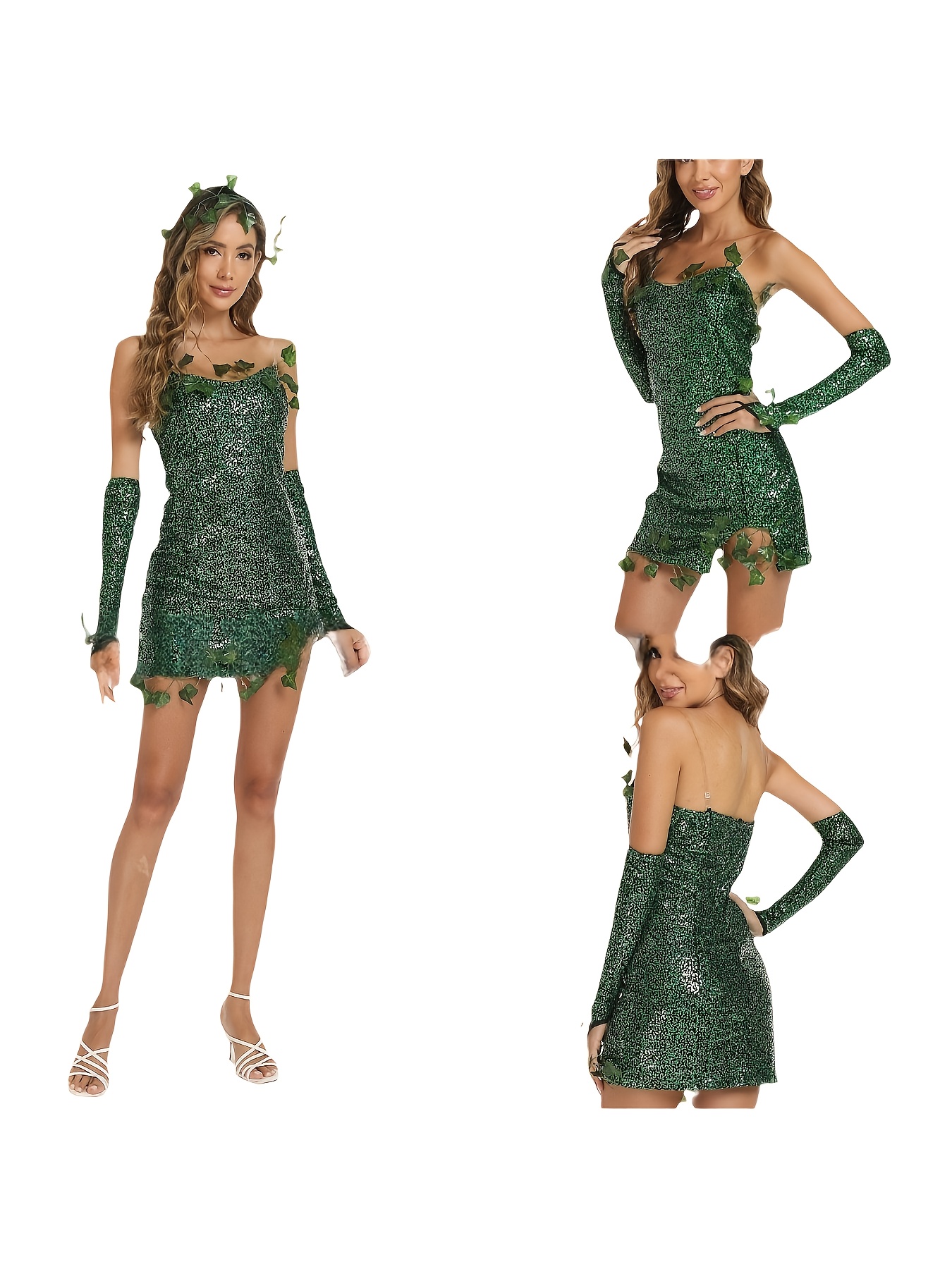 womens luxurious green vine halloween costume sleeveless - Temu Switzerland