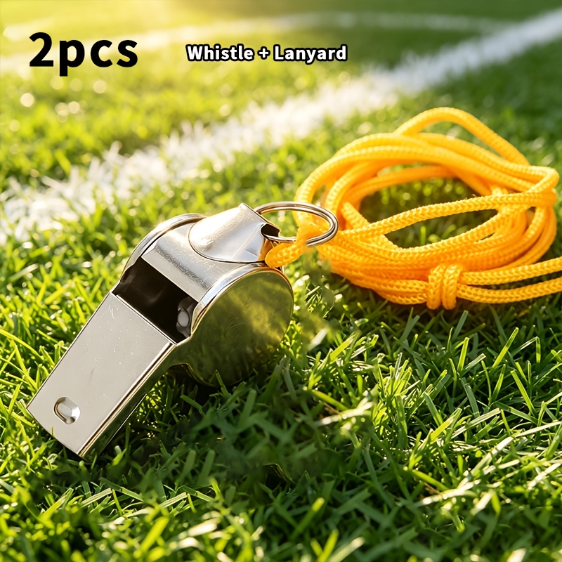 TEMU Stainless Steel Sports Whistle Set With Lanyard-produces A Clear And , Perfect For , Referees, And Officials. Suitable For Competitions,