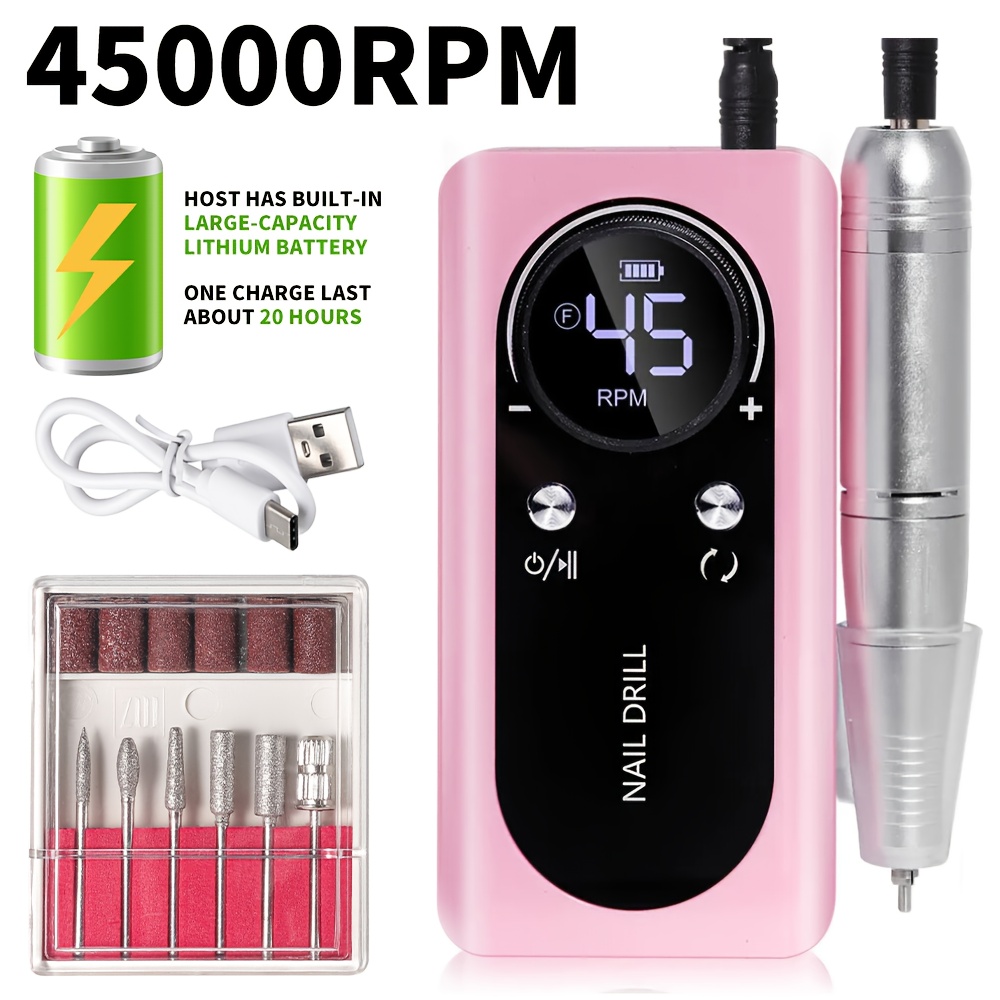 45000 Rpm Portable Rechargeable Nail Oil Glue Polisher: retailer-supplied image