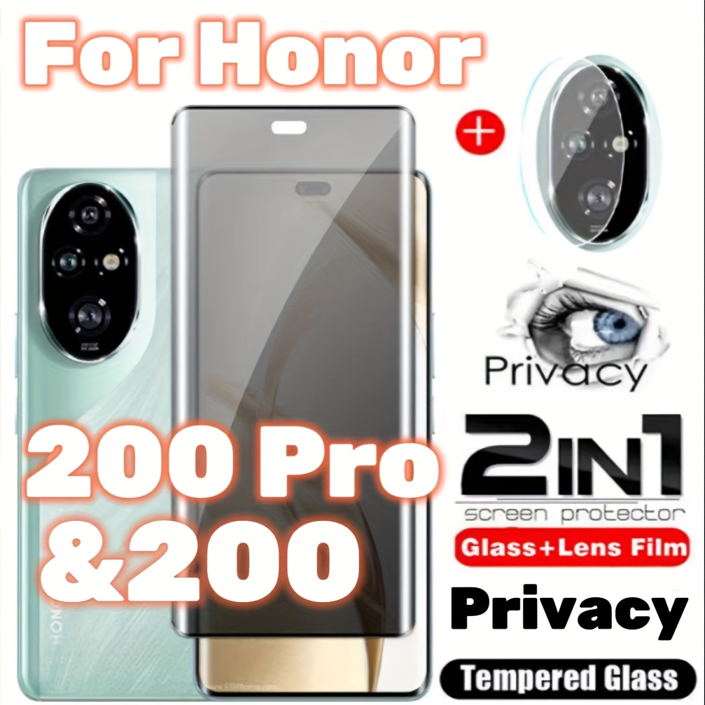 

[1+1 Pack] For 200 Pro Privacy Screen Protector With Rear Camera Lens Protector, Privacy Tempered Glass Film, Anti-scratch,