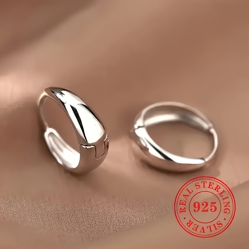 TEMU S925 Sterling Silver Smooth Earrings, Hypoallergenic Jewelry, Elegant , Suitable For Women' Casual Wear