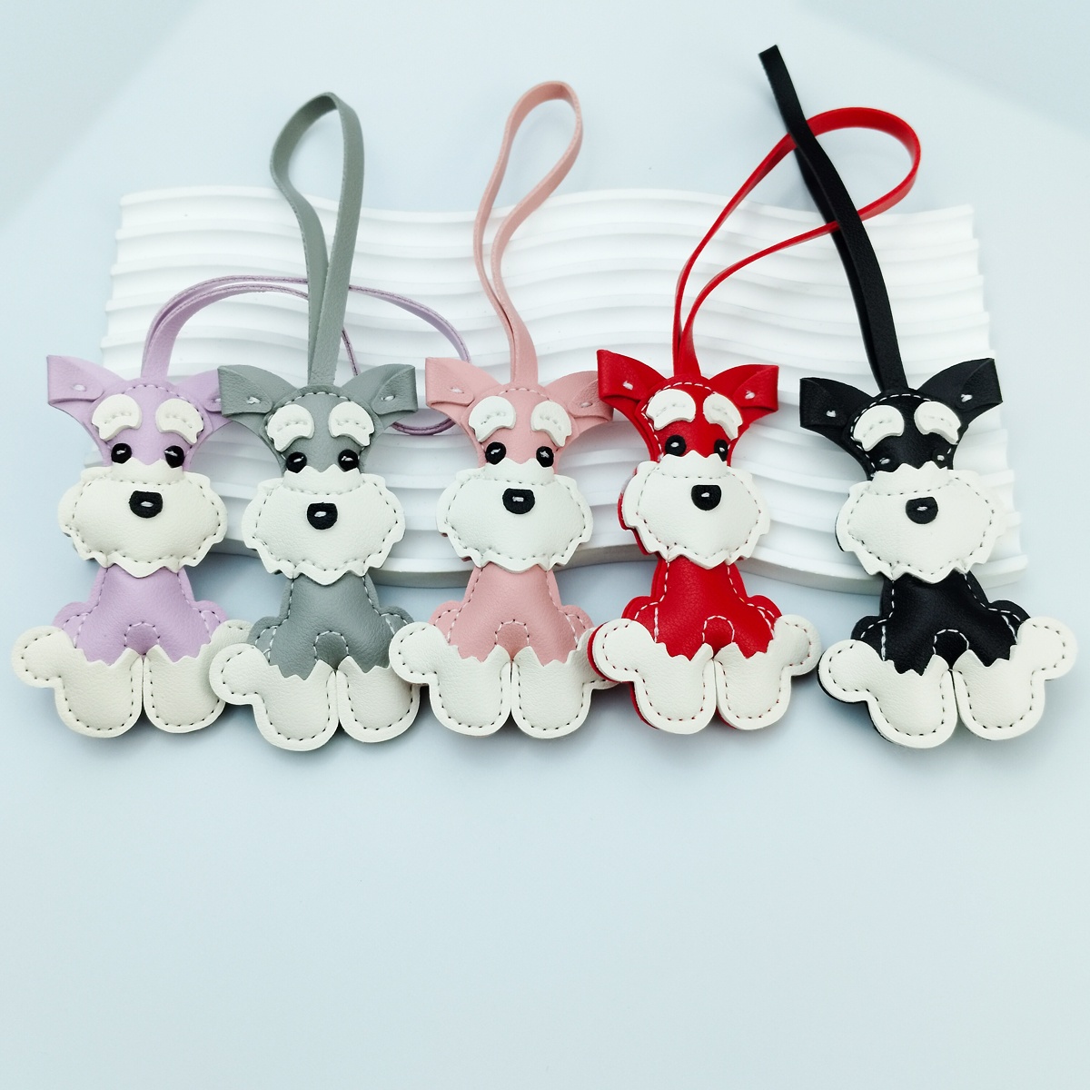 TEMU 5pcs Of Mini Schnauzer Dog Keychain Bag Charms, Additions For Wallets And Phones, Keychain Bag Decorations