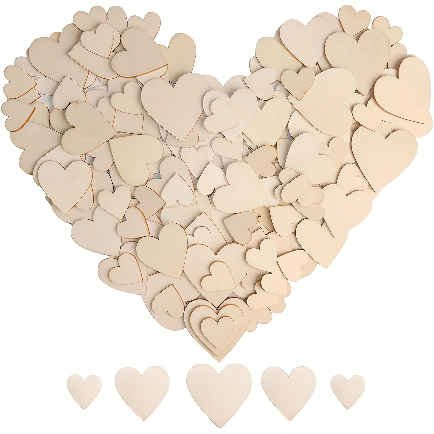 

175pcs Craft Set - Assorted Sizes For Diy Projects, Wedding & Valentine's Day Decorations, Cutouts, Unfinished