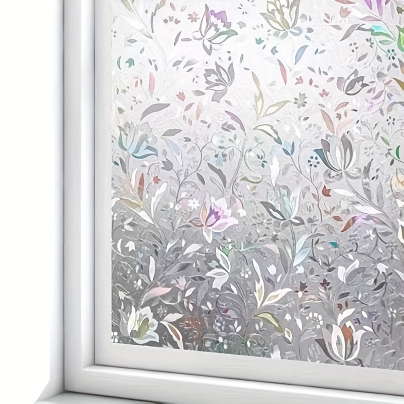 

Rainbow Tulip Privacy Window Film - 7.8" X 78.7", Decorative Stained Glass Effect, Sun Protection & Home Frosted Cling For Office And Home Use