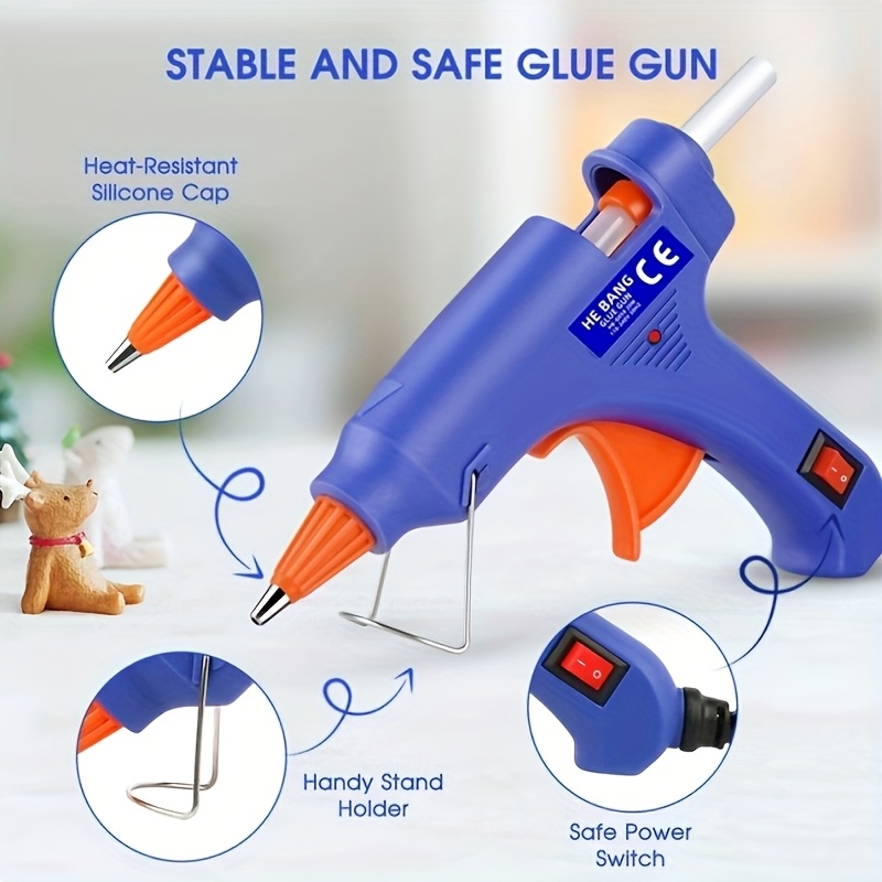 1 Set Crafts Glue Gun 20W Mini Blue Glue Gun with 30pcs Glue Stick 0.27x3.93 Inches
