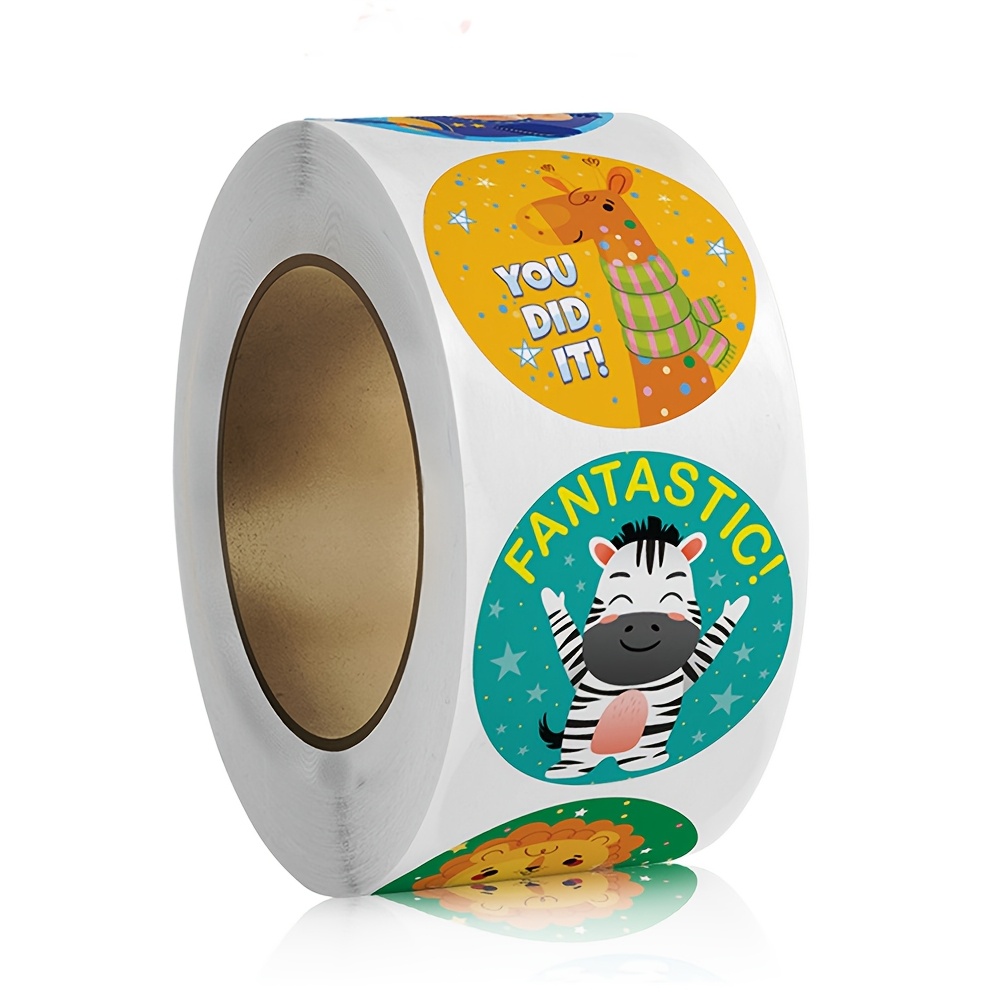TEMU 500 pegatinas/rollo de animales inspiradoras, pegatinas creativas de papelería, etiquetas de sello florales para sobres y envoltura de regalos