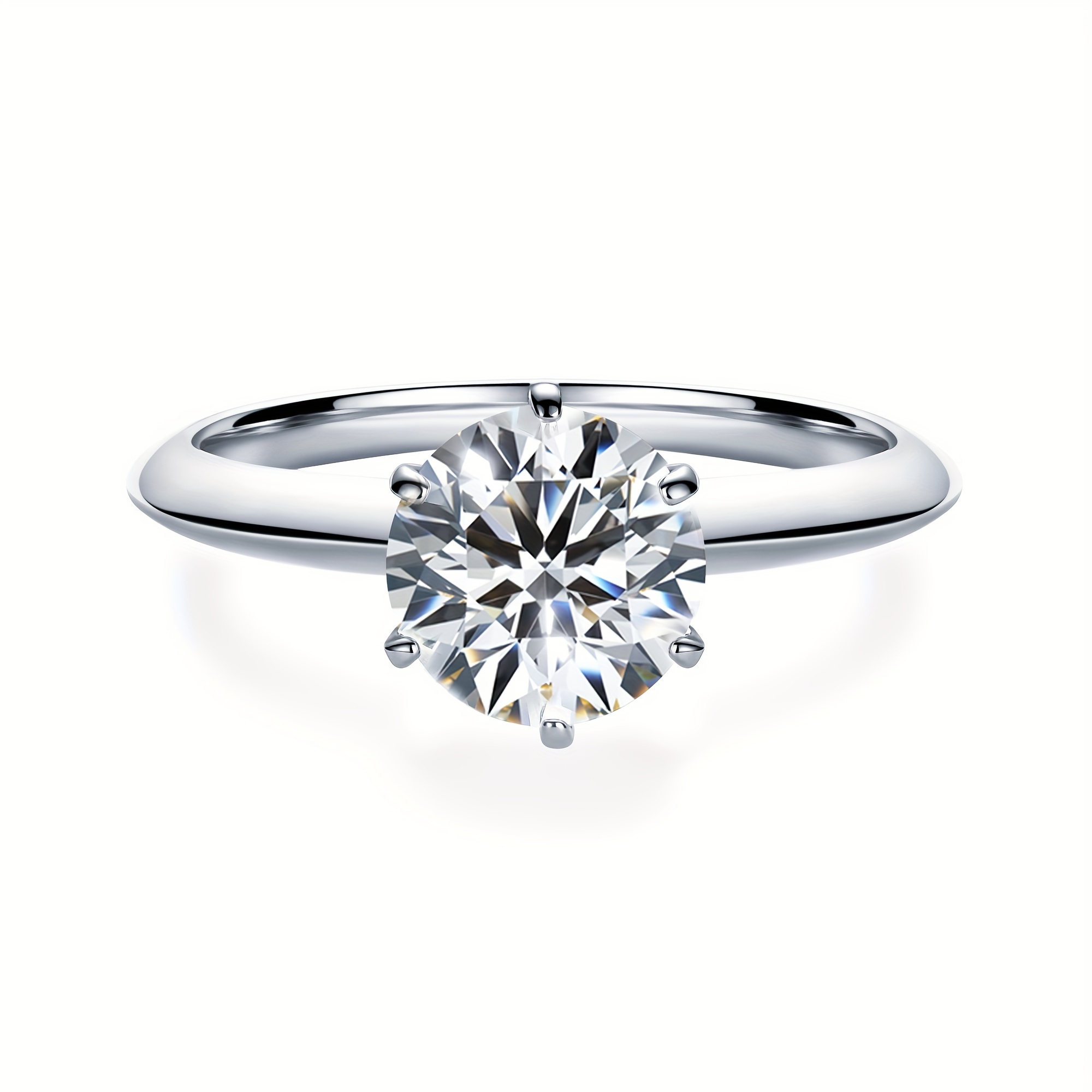 

2ct Solitaire Moissanite Ring For Women, D Color Vvs1 Clarity Lab Created Diamond Engagement Ring Hypoallergenic White Vermeil 6 Prong Moissanite Wedding Rings For Women Promise Rings