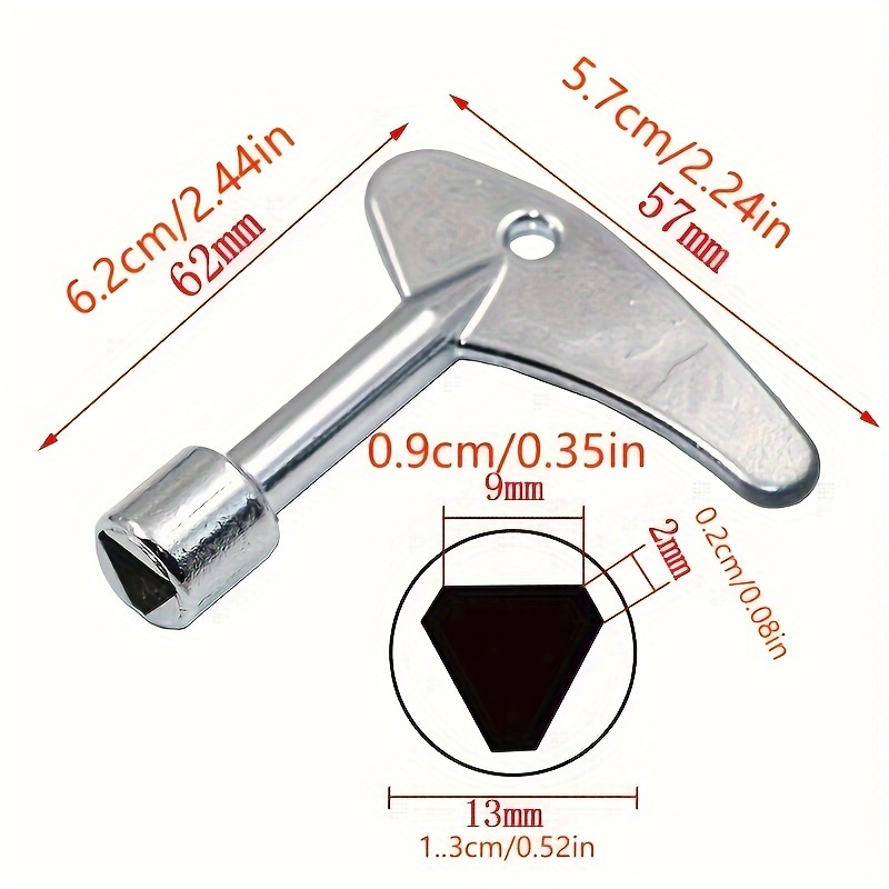 Internal Triangle Wrench Tool Key, Service Key, Water Meter Valve Key, Elevator Key