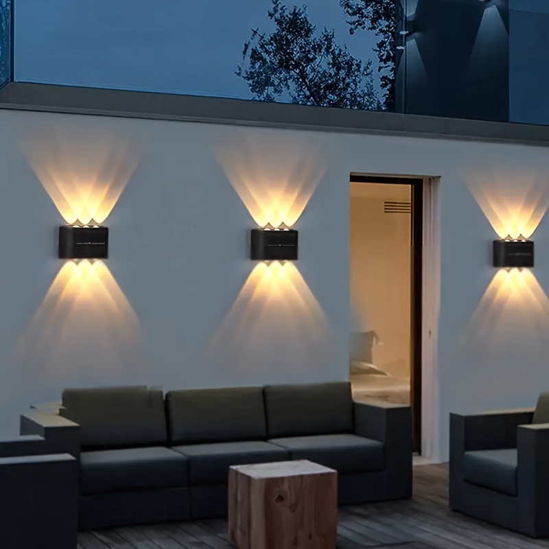 TEMU Kewen 4pcs 6-bead Outdoor Led Solar Wall-washing Lights For Farmhouses, Gardens, Fences, Lawns, And . Double-head Wall Lights Are Perfect For