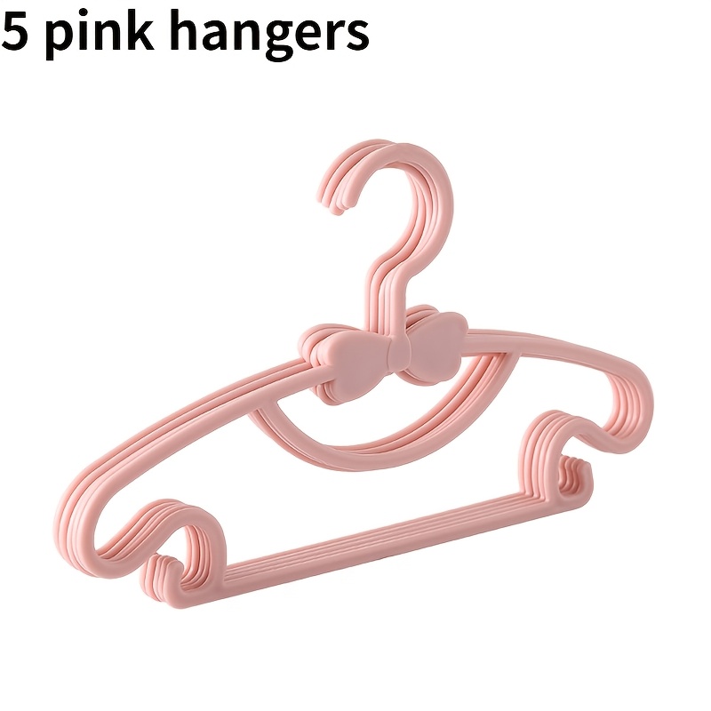 Image of 5pcs Colorful Non-slip Clothes Hangers For - Multi-functional, Plastic Hangers With Heart & Star Designs, & Underwear, Clothes Organizer Storage