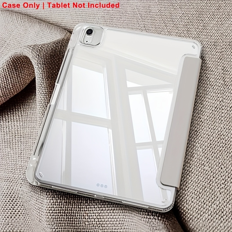 TEMU Étui de protection transparent en cristal avec fente pour stylo pour iPad Air 11 pouces 2024 2025 M2/M3, étui à rabat magnétique en similicuir,