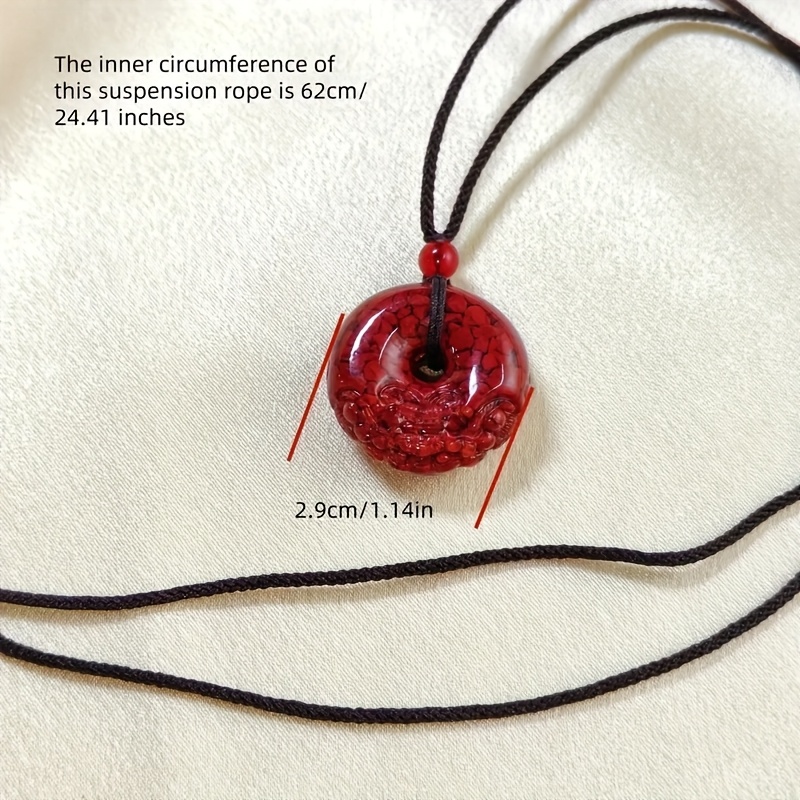 Exquisite Natural Cinnabar Stone Pendant Necklace