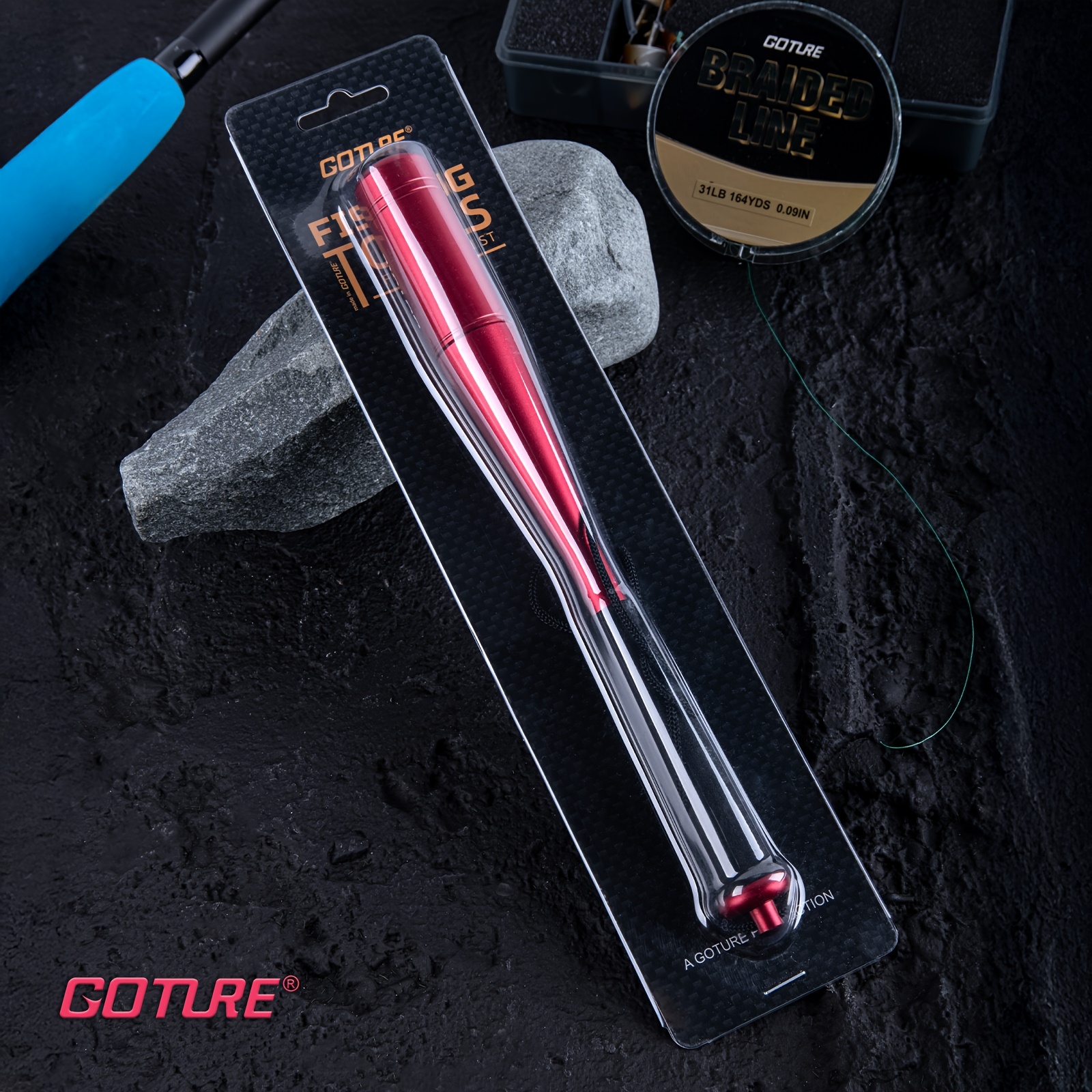 TEMU 1 Goture 9.84inch Aluminum Alloy Fishing Fish Whacker | Outdoor Fish Hammer Bat With Eva Non-slip Handle, Red, Ideal For Catching Fish, Fishing Accessory