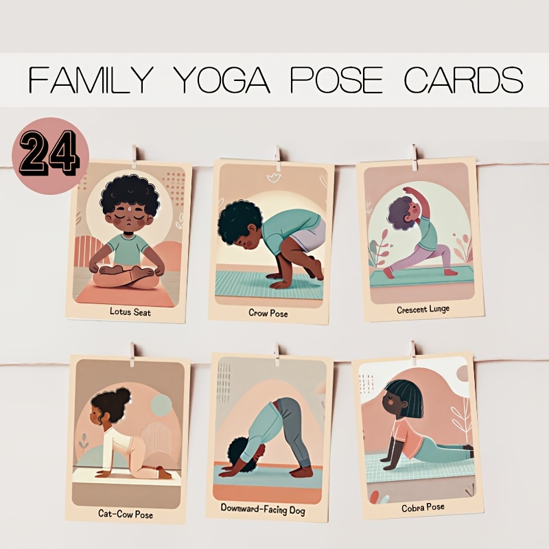 24 yoga   flashcards suitable for yoga classes and classrooms fun cartoon yoga   flashcards with rounded corners and vibrant printing ideal for yoga classes home education and school use educational tool