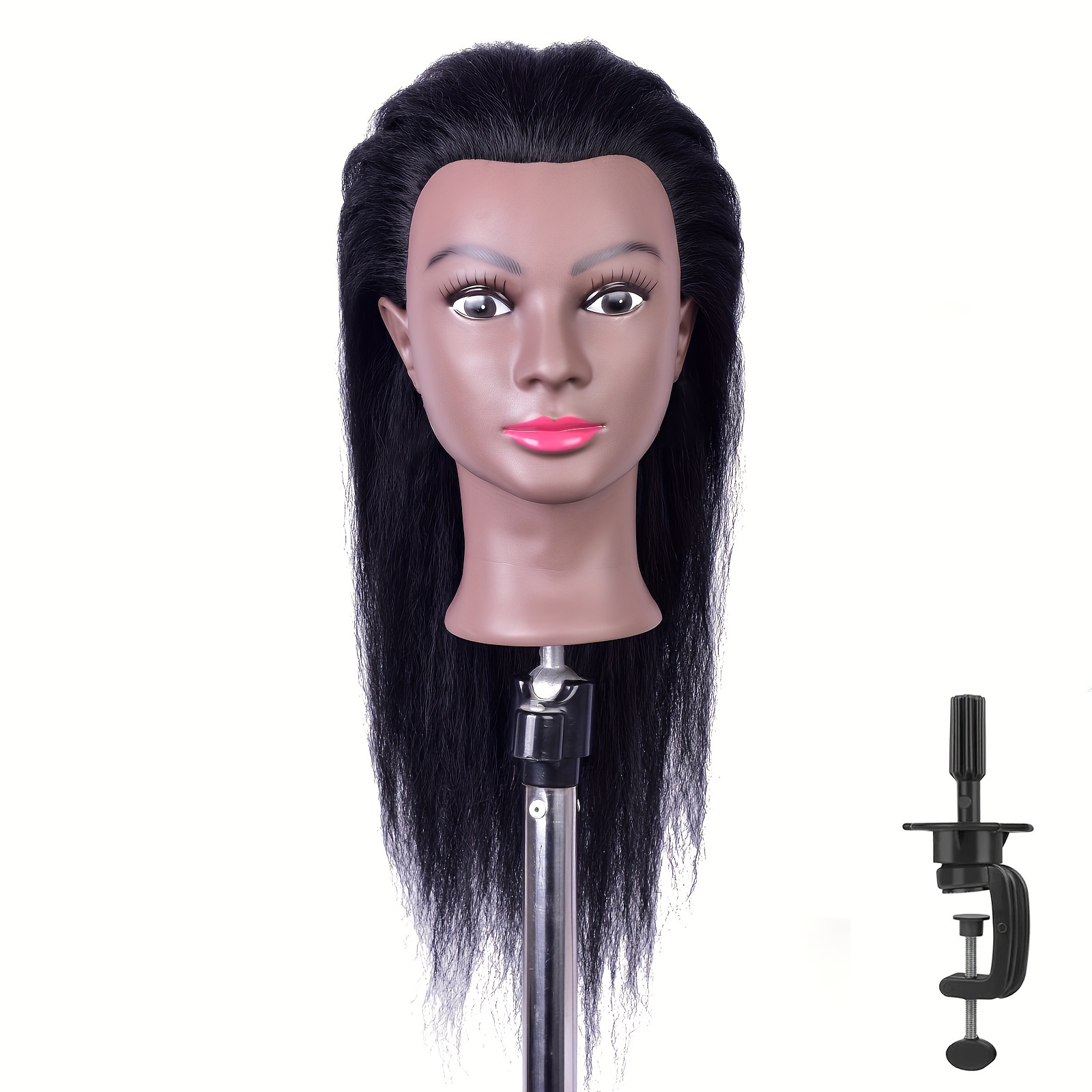 

Mannequin Head With Hair, 100% Real Human Hair, Hairdresser Training Head, Doll Head, Beauty School Hair Practice Head, Manikin Cosmetology Black