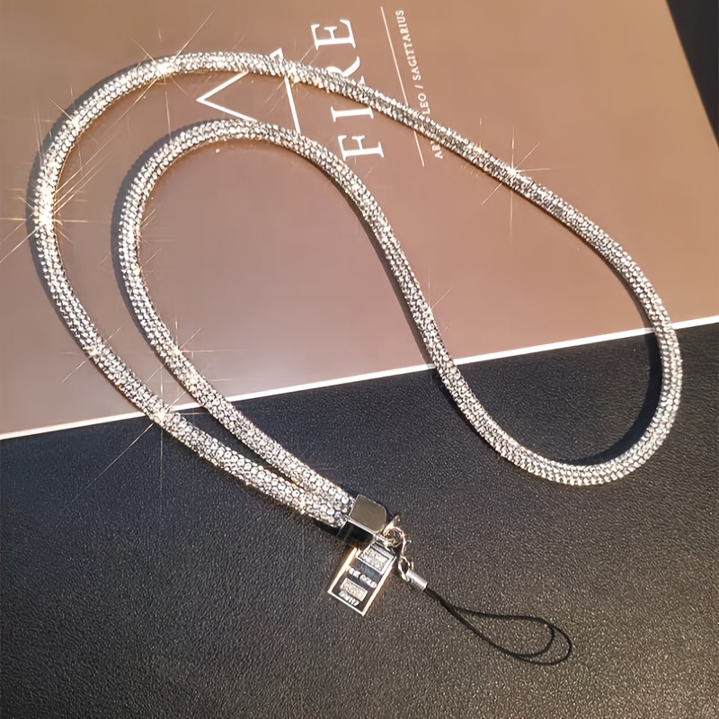 Mobile Phone Lanyard Neck Hanging Style Full Diamond Lanyard Pendant Trendy Tag Female Pendant Sturdy Mobile Phone Chain Neck Hanging Rope