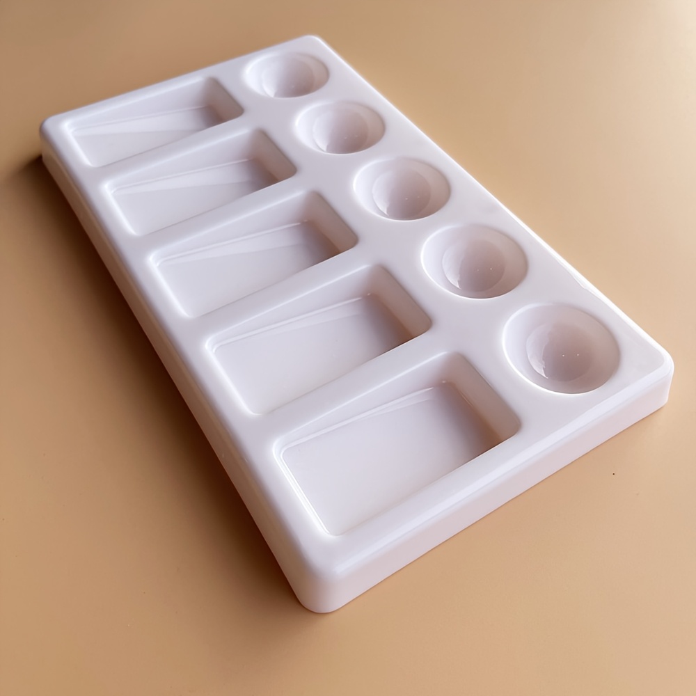 10-well Plastic Artist Palette, Suitable For Oil Paints, Acrylics, And Watercolors - Durable Rectangular Mixing Tray Ideal For Students, Classrooms, Crafts, And Art Parties