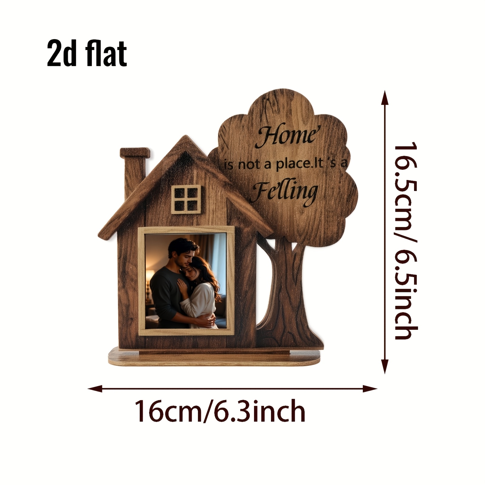 E-shop 2D-Flach, . Böhmische hausförmige Fotoplakette & Statue – Personalisierte Tischdeko mit individuellem Fotoeinsatz, geeignet für Zuhause/Büro,