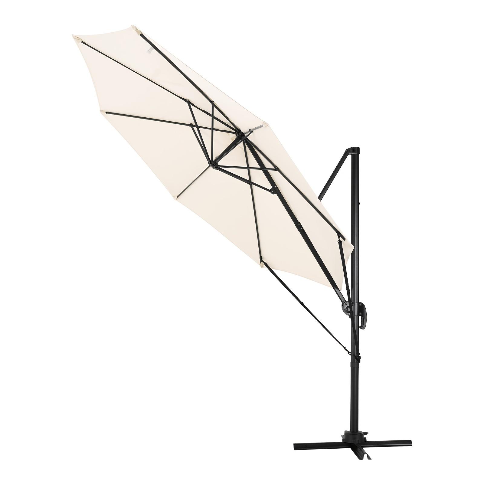 1pc Parasol, 360° Rotatable, Adjustable To 5 Tilt , Upf 50+ Sun Protection, Pa Coating, 200 G/m² High-density Polyester Fabric, With Rope Protective Cover, Suitable For Balcony