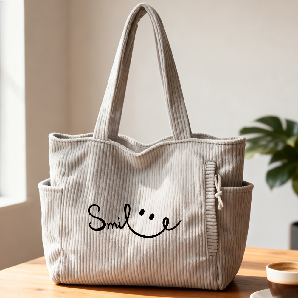 Image of Corduroy Tote Bag, Shoulder Tote Bags, Travel Shoulder Bag, Crossbody Tote, Perfect For Mother's Day, Back To School, Graduation, Thanksgiving, Christmas Gift, Daily , Office Use, Weekend