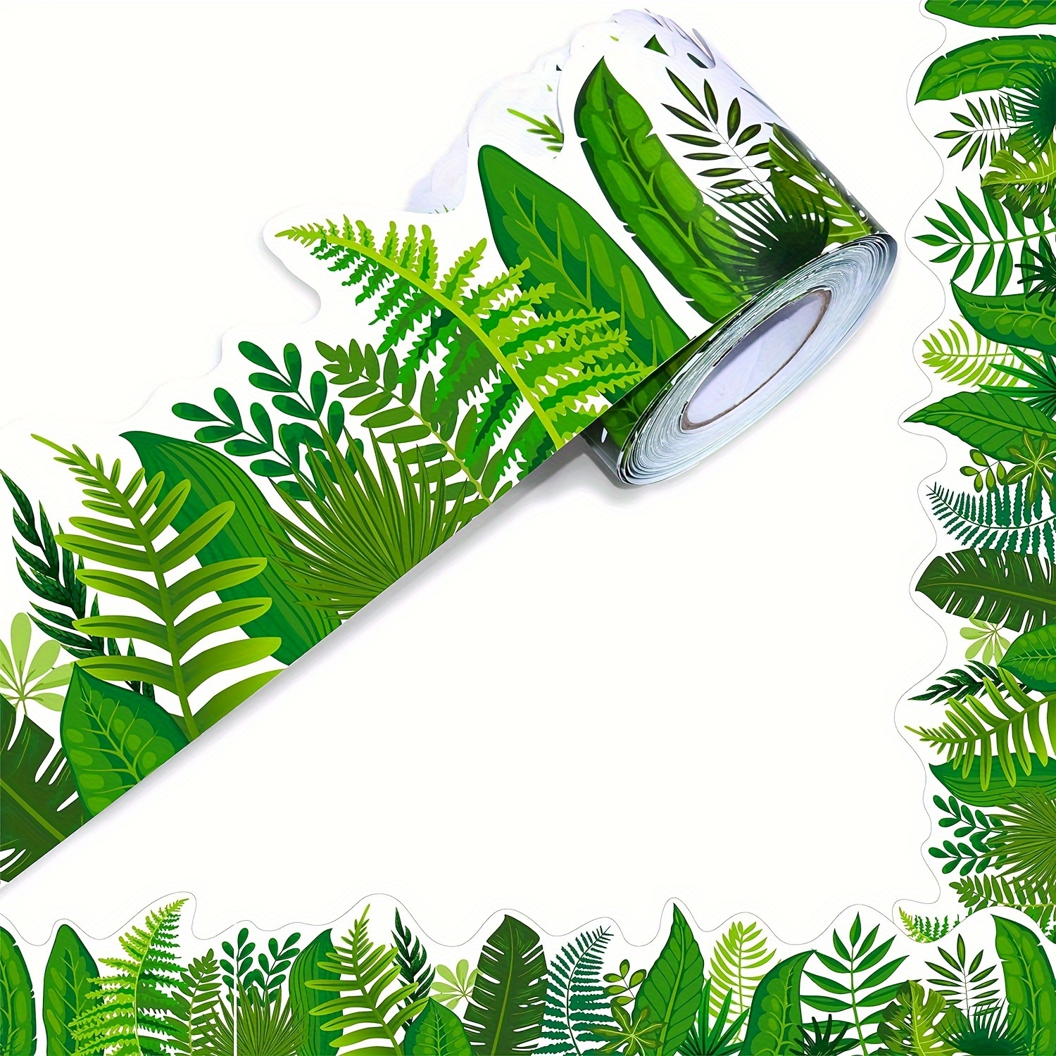 

Tropical And Floral Leaf Pattern Bulletin Board Border Trim, Paper Classroom Decorations, 60 Feet Greenery Themed Decorative Roll For School, Office, Teacher Supplies