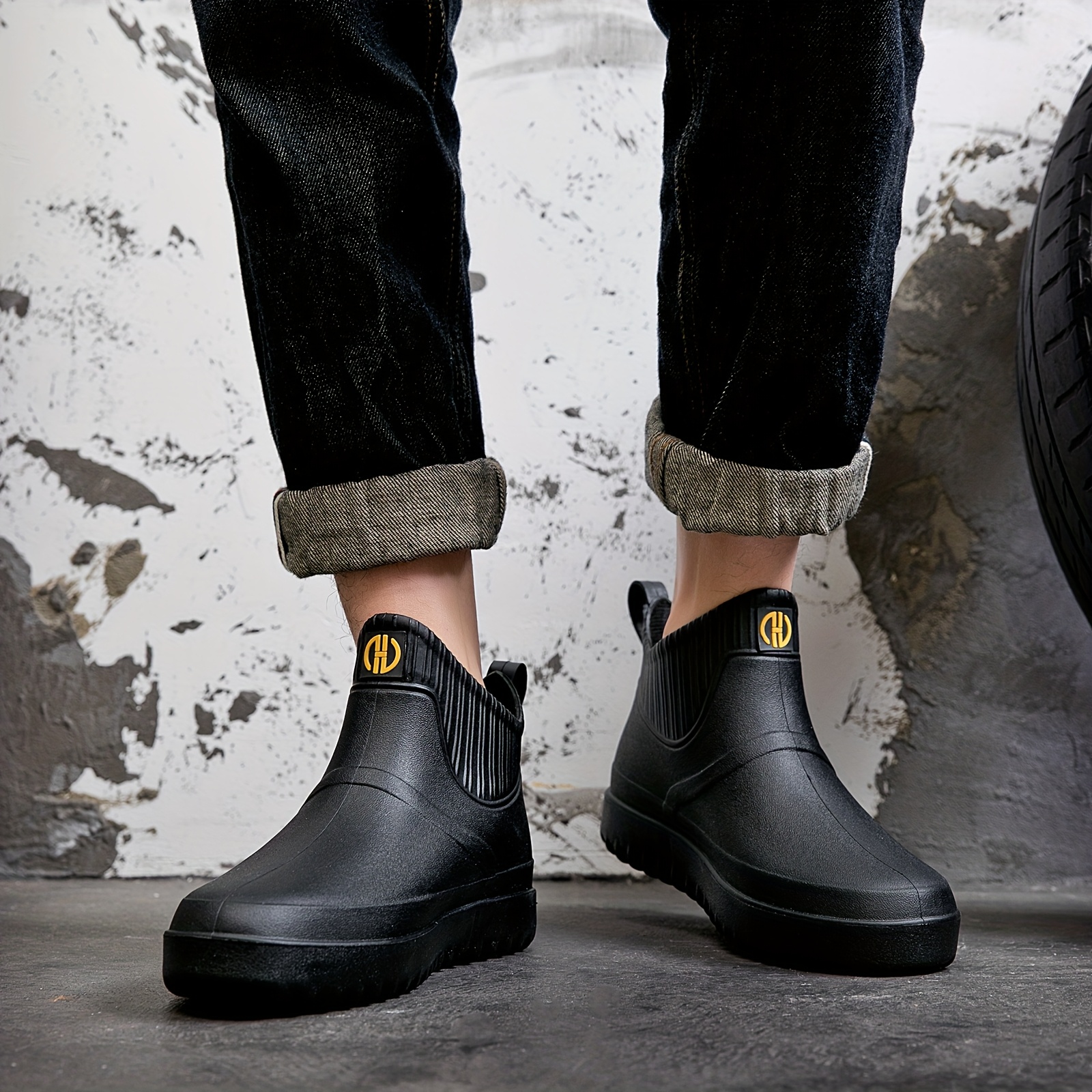 Regenstiefel für Frauen und Männer, Runde Zehen Knöchel-Gummistiefel, Kurze  Regenstiefel zum Gärtnern, Angelschuhe