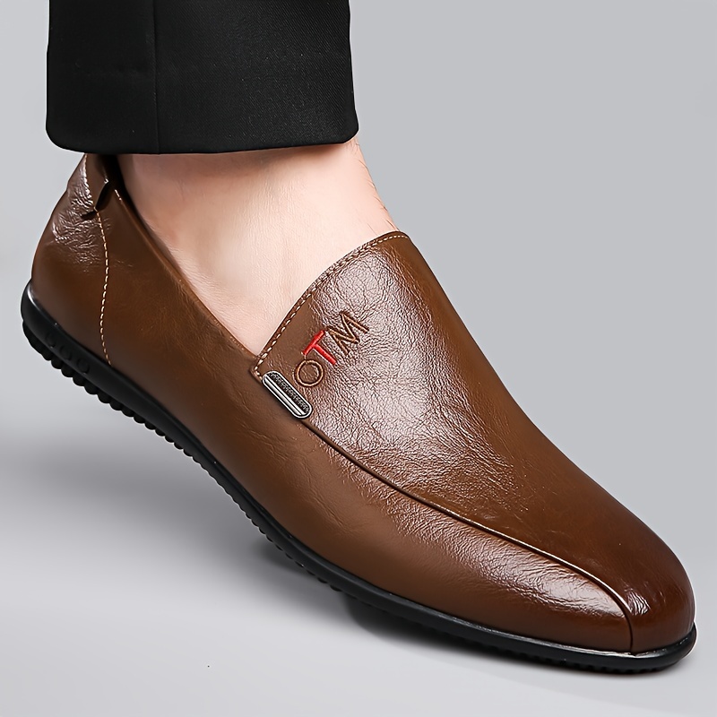 mens solid color slip on loafer shoes comfy non slip walking shoes mens footwear details 4