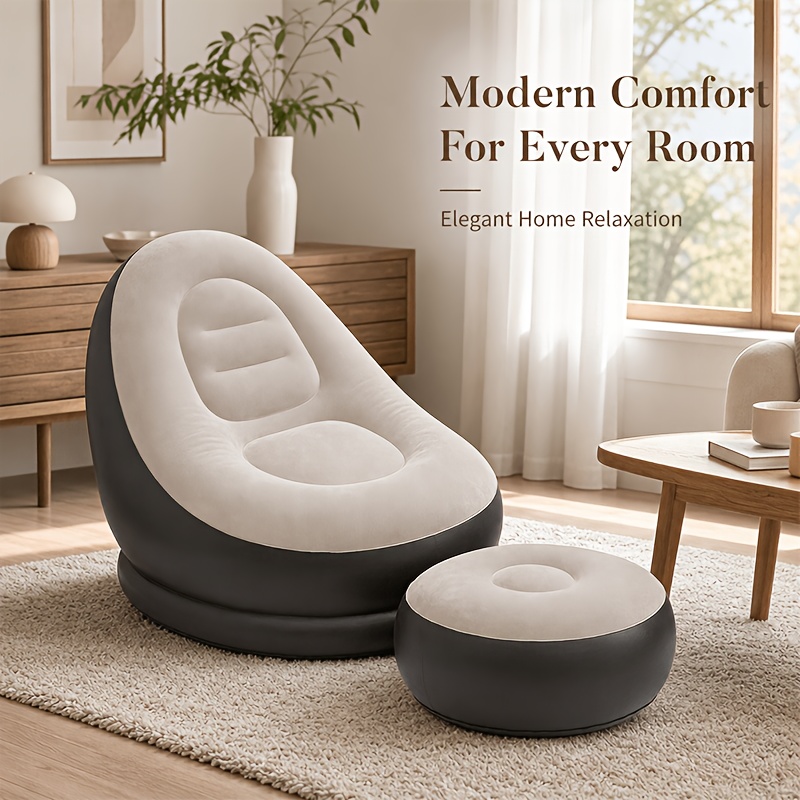 TEMU Canapé Gonflable avec -Pieds, pour Relaxation à Domicile, , Canapé de Camping Extérieur, Fauteuil Inclinable Décontracté pour Adultes, Canapé